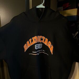 Balenciaga Wide Fit Hoodie - Black/Orange